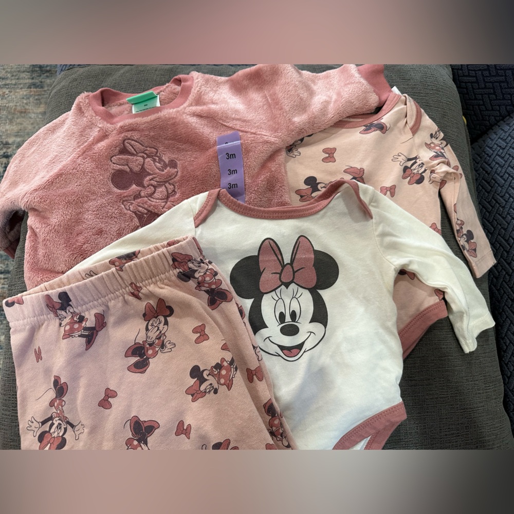 Disney Minnie Mouse Pink and White Baby Clothing Set